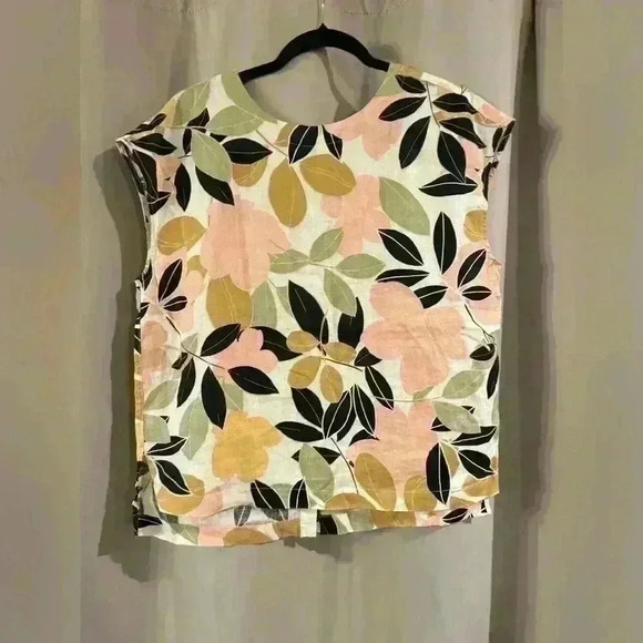 Rachel Zoe Tops - Floral Print Sleeveless Cotton Top - Pink/Green/Black